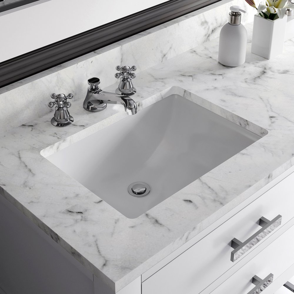 Madalyn 72 In. Double Sink Carrara White Marble Countertop Bath Vanity. Picture 5