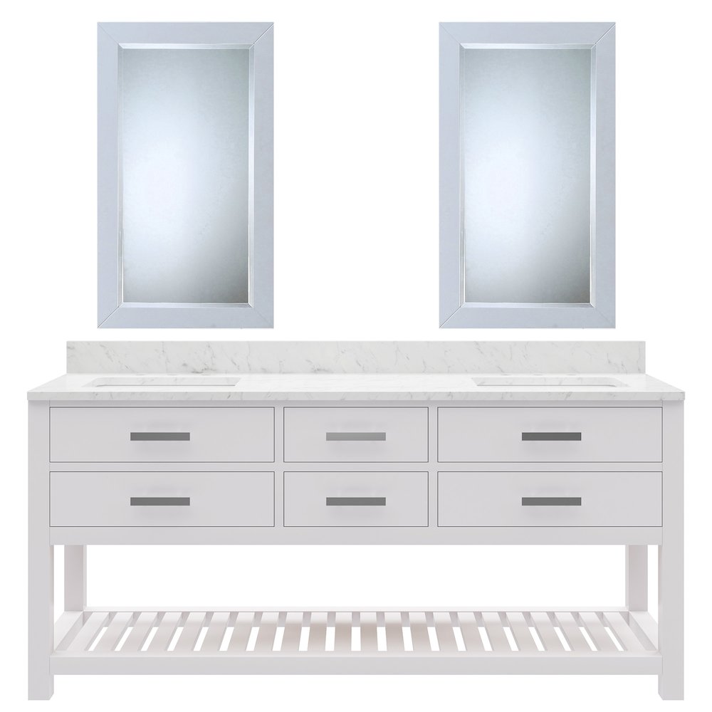 Madalyn 72 In. Double Sink Carrara White Marble Countertop Bath Vanity. Picture 1