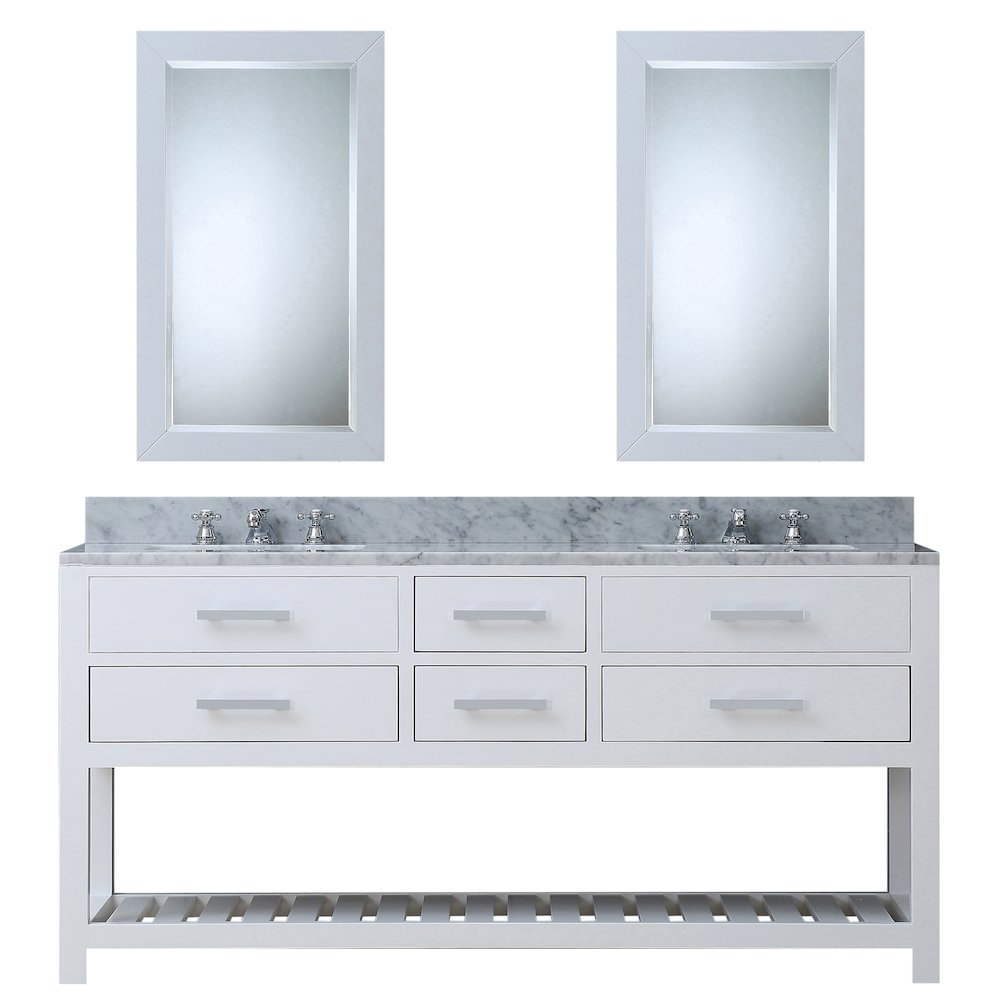Madalyn 72 In. Double Sink Carrara White Marble Countertop Bath Vanity. Picture 1