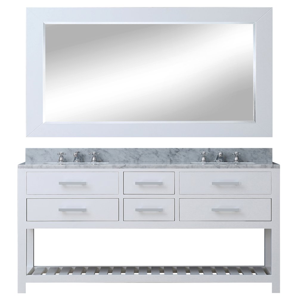 Madalyn 72 In. Double Sink Carrara White Marble Countertop Bath Vanity. Picture 1