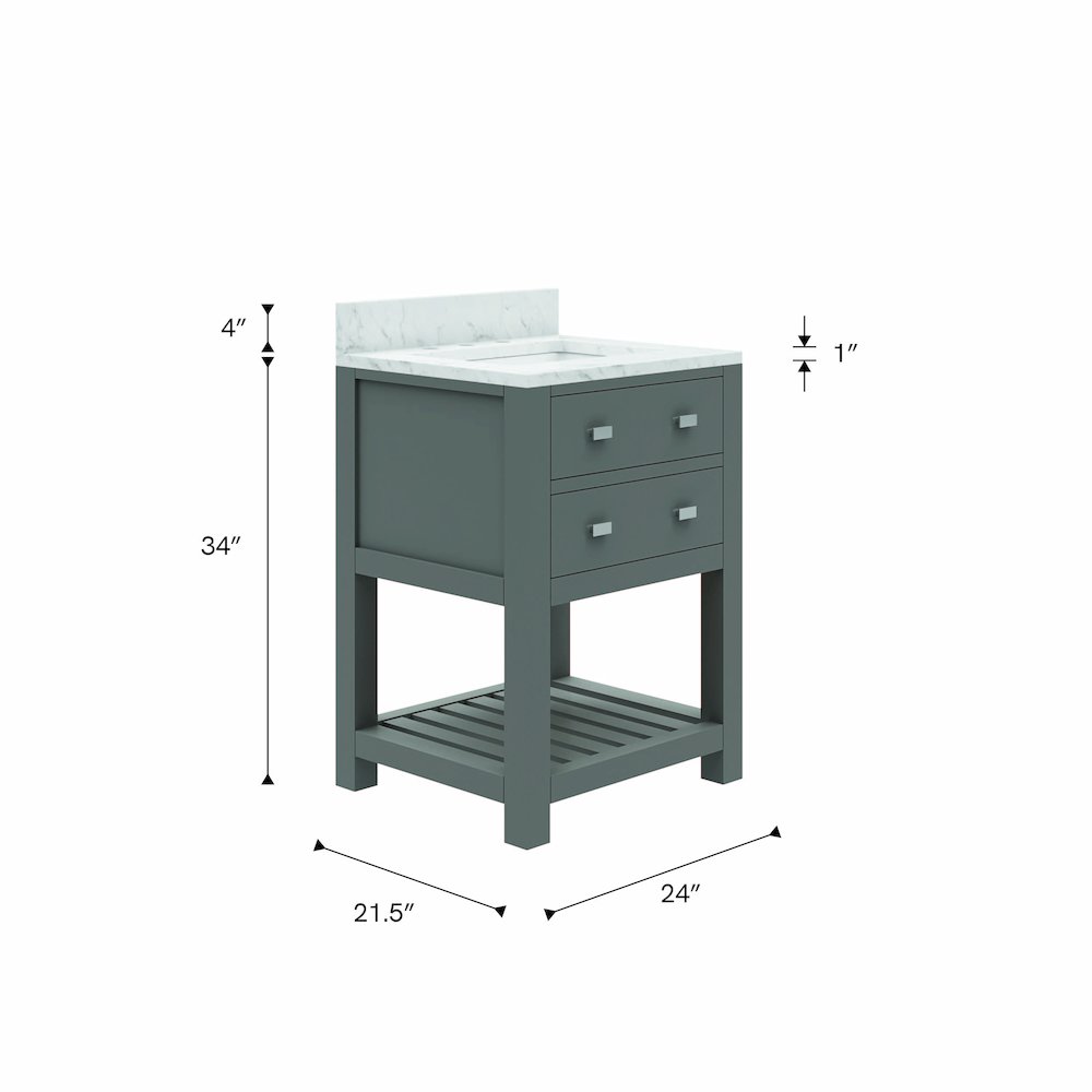 Madalyn 24 In. Single Sink Carrara White Marble Countertop Bath Vanity. Picture 7