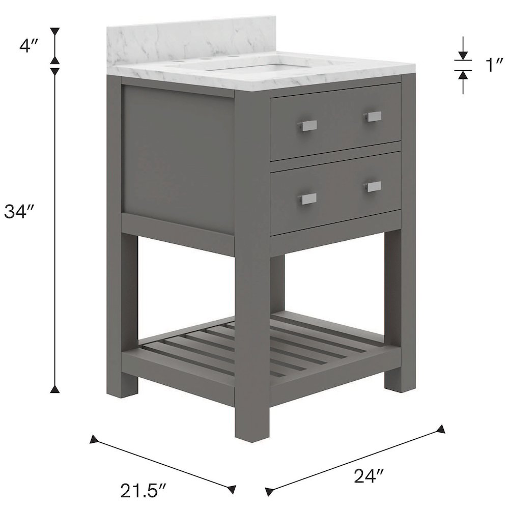 Madalyn 24 In. Single Sink Carrara White Marble Countertop Bath Vanity. Picture 11