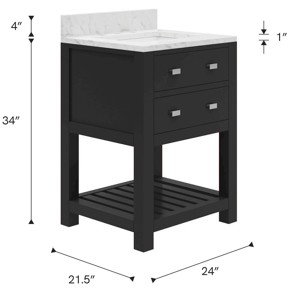 Madalyn 24 In. Single Sink Carrara White Marble Countertop Bath Vanity. Picture 11