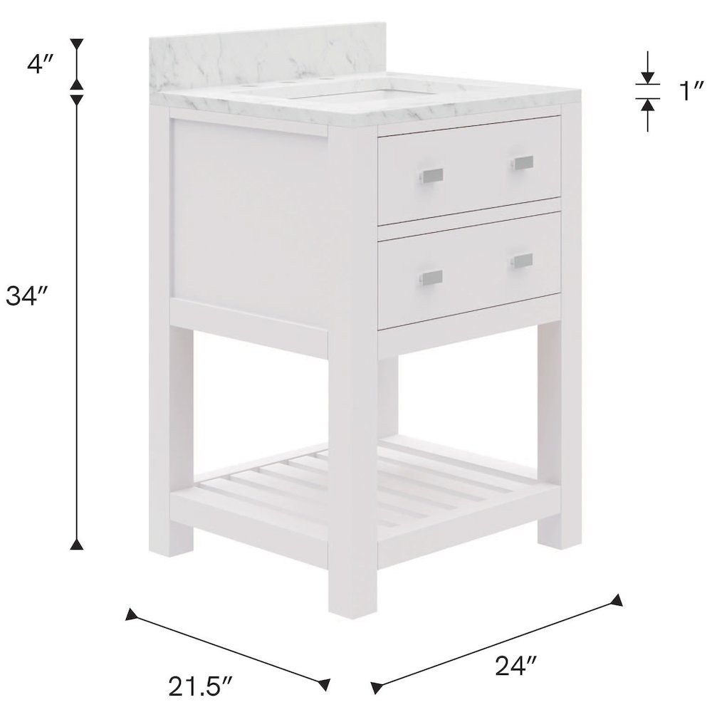 Madalyn 24 In. Single Sink Carrara White Marble Countertop Bath Vanity. Picture 11