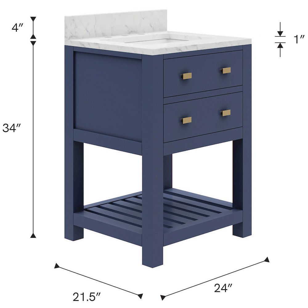 Madalyn 24 In. Single Sink Carrara White Marble Countertop Bath Vanity. Picture 12