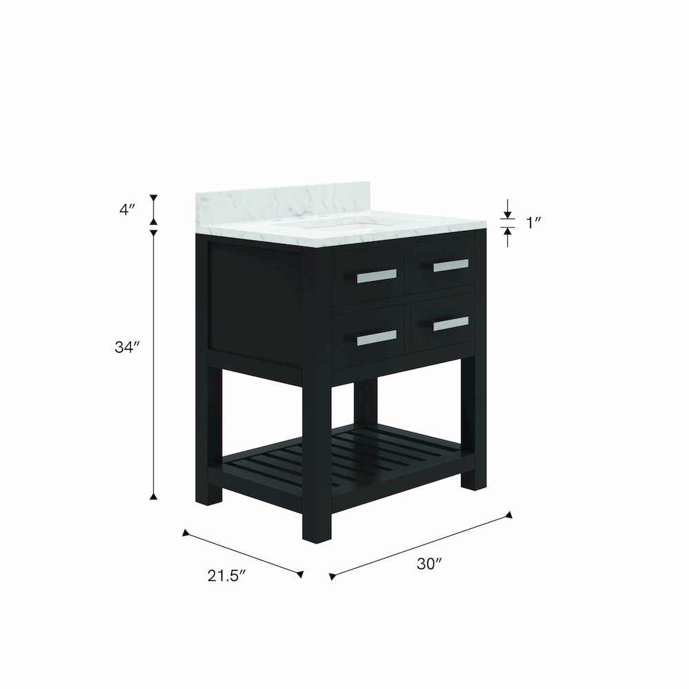 Madalyn 30 In. Single Sink Carrara White Marble Countertop Bath Vanity. Picture 7