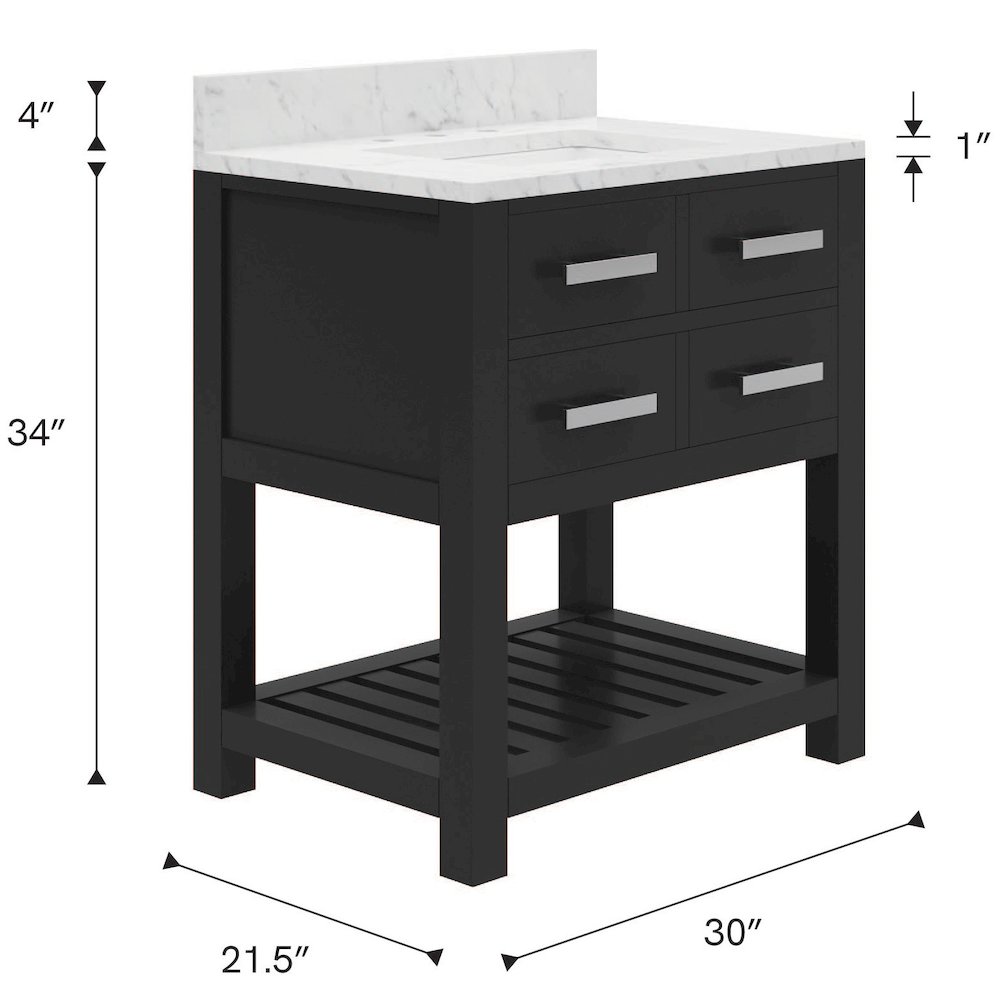 Madalyn 30 In. Single Sink Carrara White Marble Countertop Bath Vanity. Picture 11