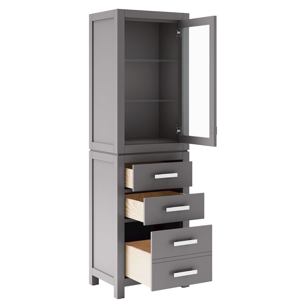 Free Standing Linen Cabinet in Cashmere Grey. Picture 4
