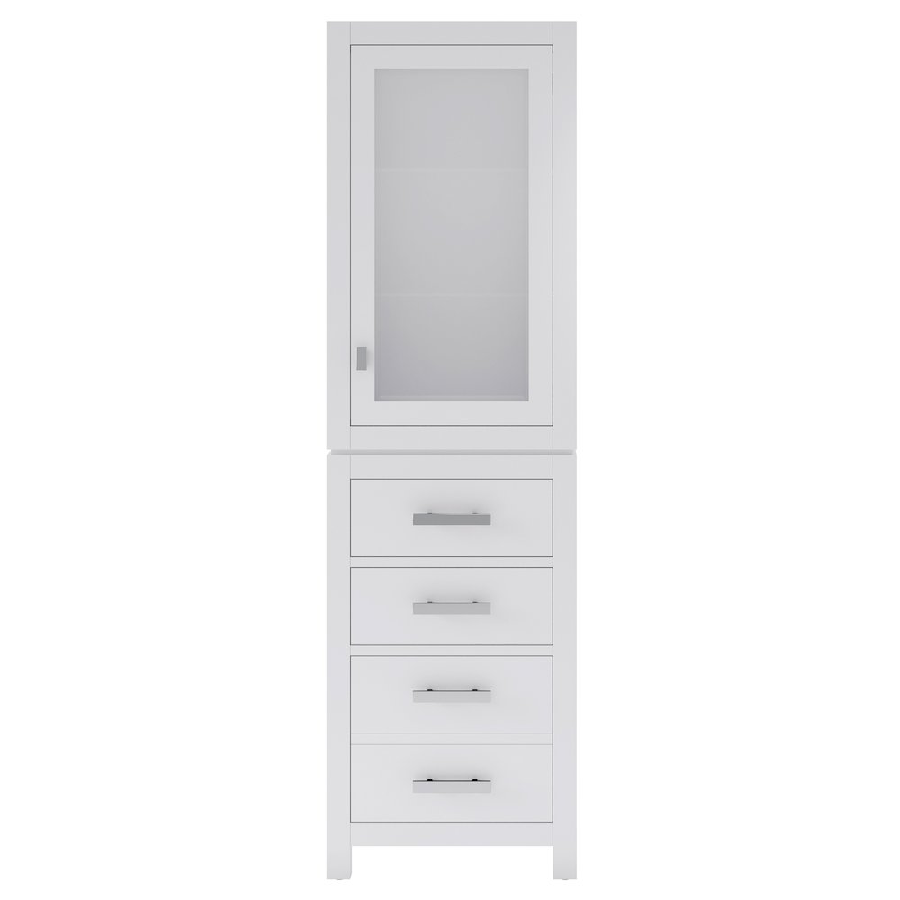 Free Standing Linen Cabinet in Pure White. Picture 1