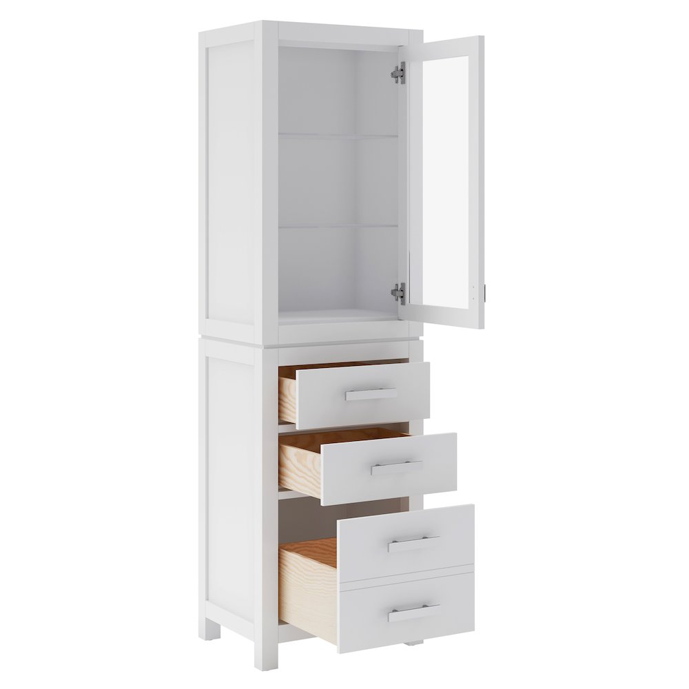 Free Standing Linen Cabinet in Pure White. Picture 4