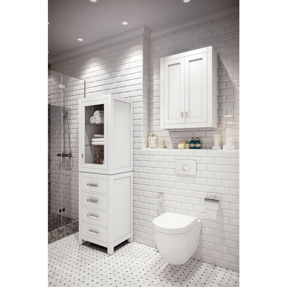 Free Standing Linen Cabinet in Pure White. Picture 3