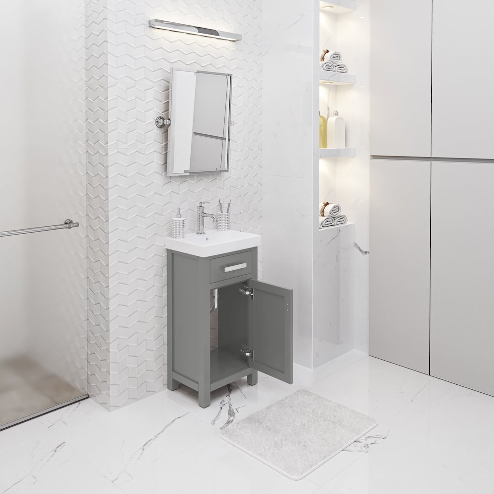 Mia 18 In. Integrated Ceramic Sink Top Bath Vanity in Cashmere Grey. Picture 4
