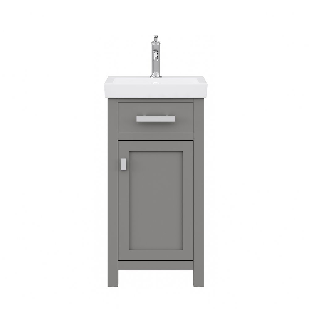Mia 18 In. Integrated Ceramic Sink Top Bath Vanity in Cashmere Grey. Picture 1