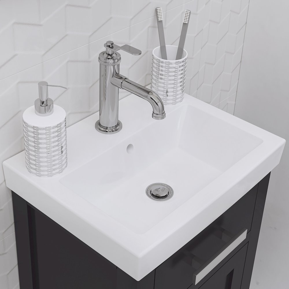 Mia 18 In. Integrated Ceramic Sink Top Bath Vanity in Espresso. Picture 7