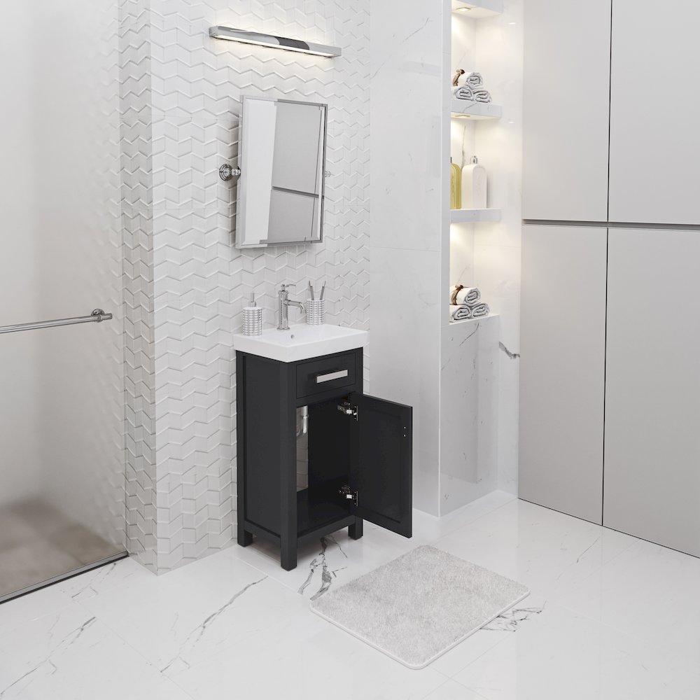 Mia 18 In. Integrated Ceramic Sink Top Bath Vanity in Espresso. Picture 4