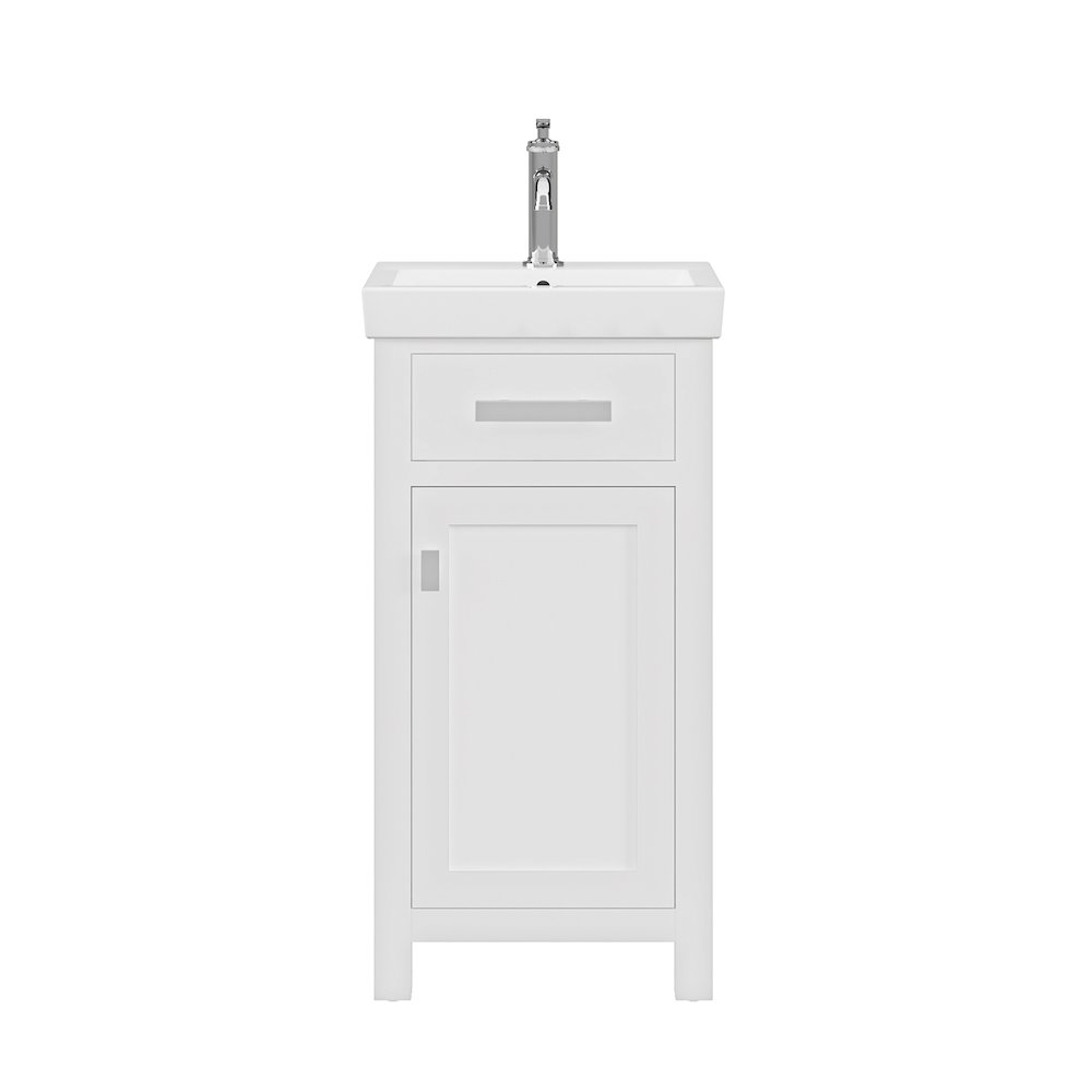 Mia 18 In. Integrated Ceramic Sink Top Bath Vanity in Pure White. Picture 1