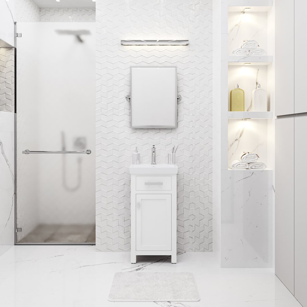 Mia 18 In. Integrated Ceramic Sink Top Bath Vanity in Pure White. Picture 2