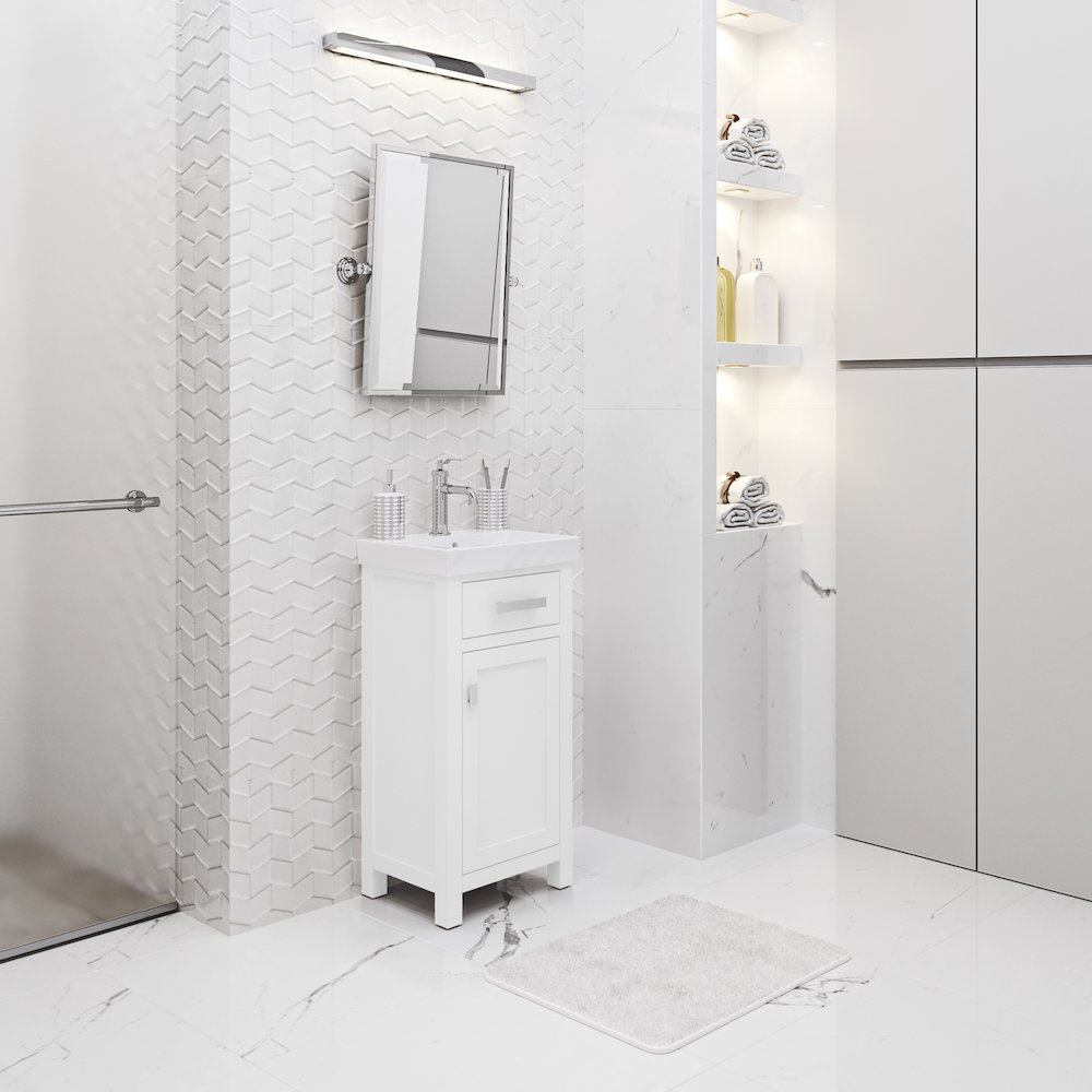 Mia 18 In. Integrated Ceramic Sink Top Bath Vanity in Pure White. Picture 3