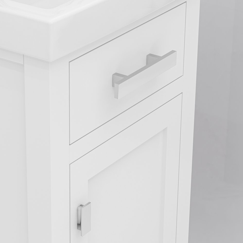 Mia 18 In. Integrated Ceramic Sink Top Bath Vanity in Pure White. Picture 5
