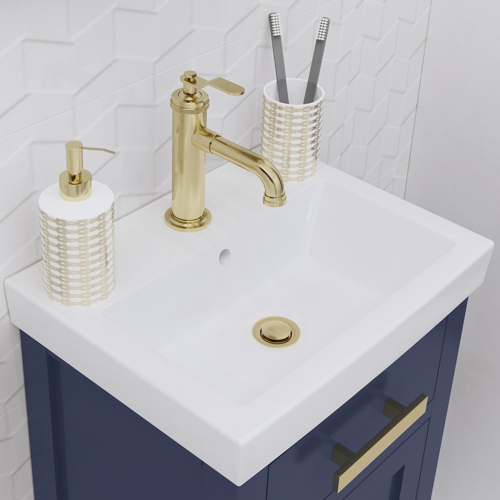 Mia 18 In. Integrated Ceramic Sink Top Bath Vanity in Monarch Blue. Picture 7