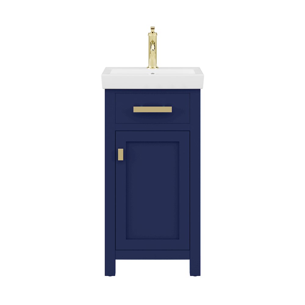 Mia 18 In. Integrated Ceramic Sink Top Bath Vanity in Monarch Blue. Picture 1