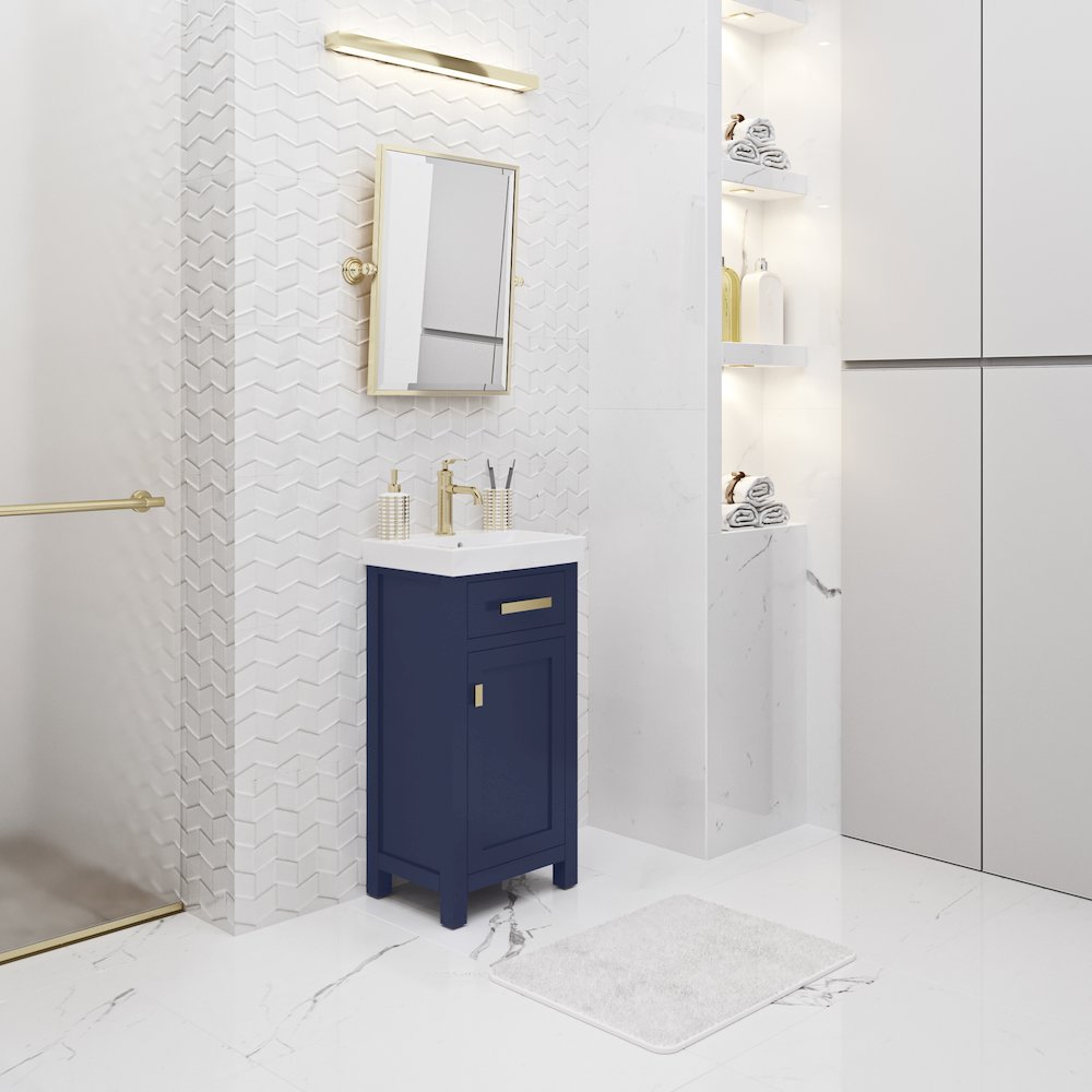 Mia 18 In. Integrated Ceramic Sink Top Bath Vanity in Monarch Blue. Picture 3