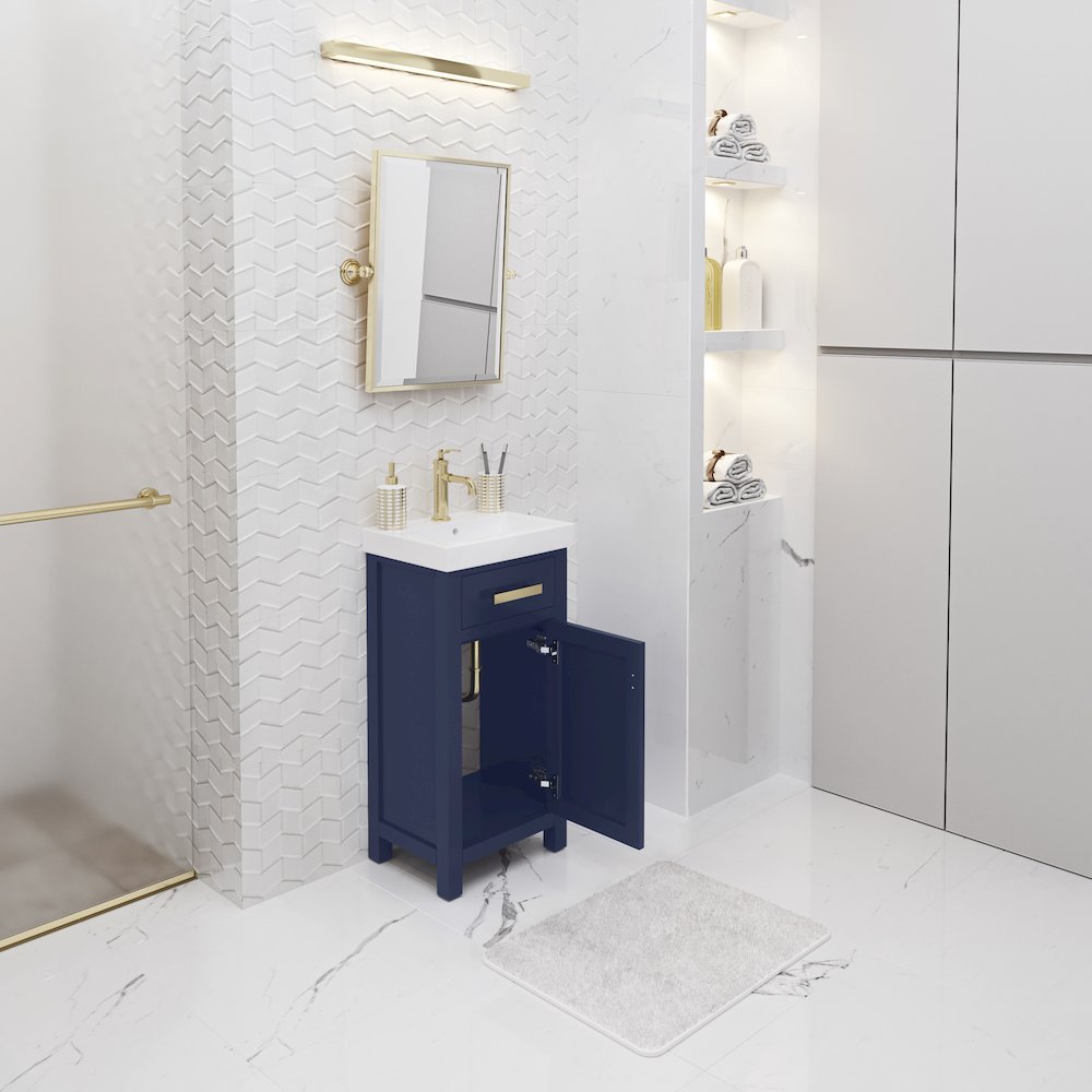 Mia 18 In. Integrated Ceramic Sink Top Bath Vanity in Monarch Blue. Picture 4