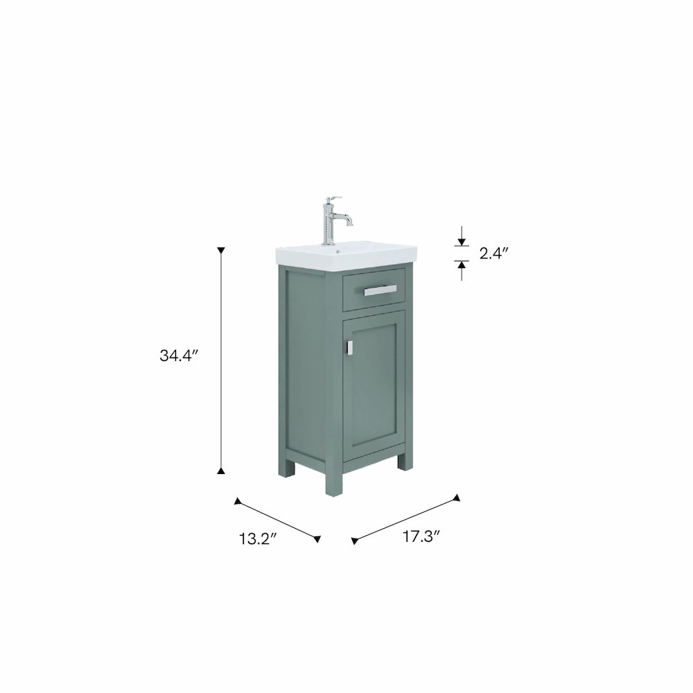 Mia 18 In. Integrated Ceramic Sink Top Bath Vanity in Cashmere Grey. Picture 8