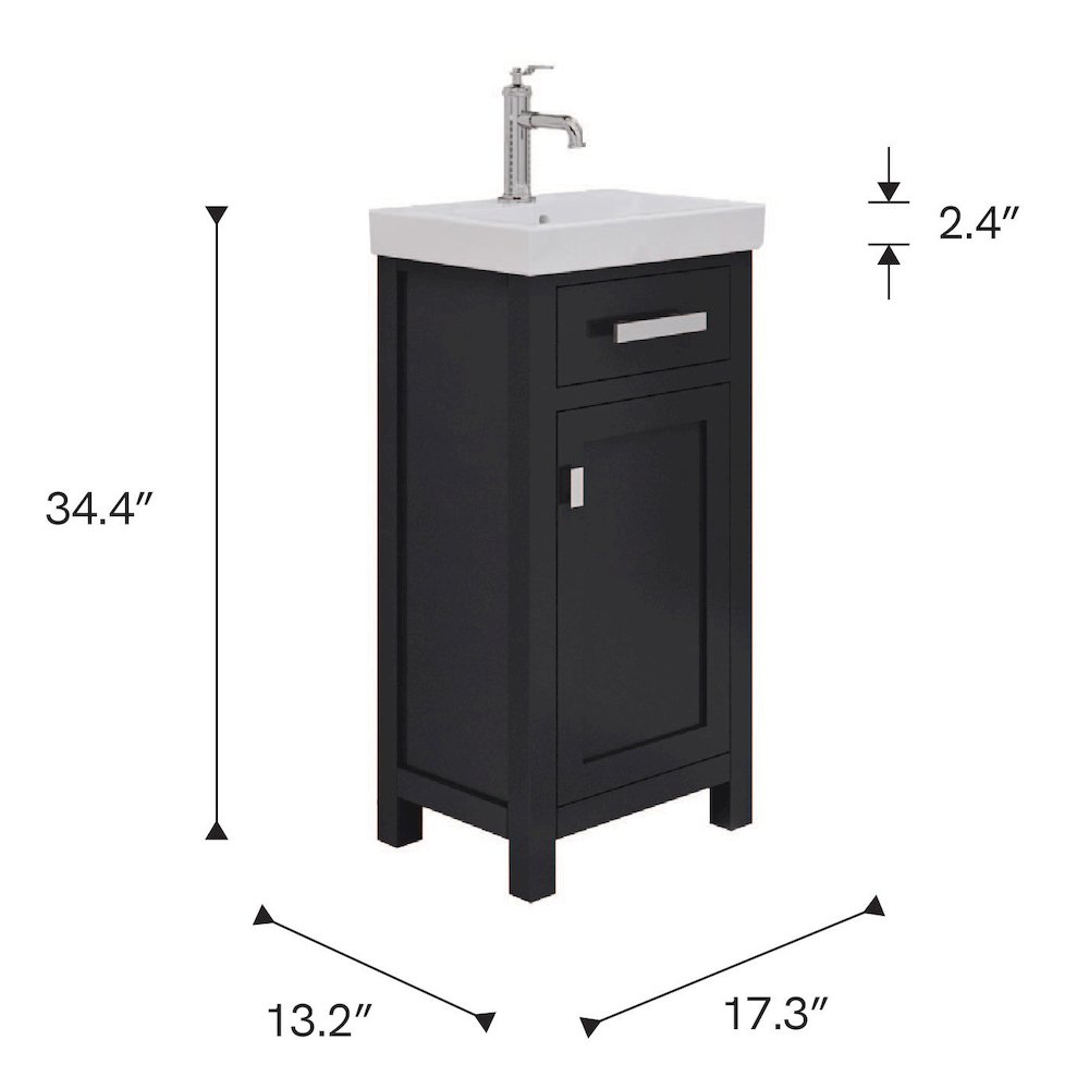 Mia 18 In. Integrated Ceramic Sink Top Bath Vanity in Espresso. Picture 12