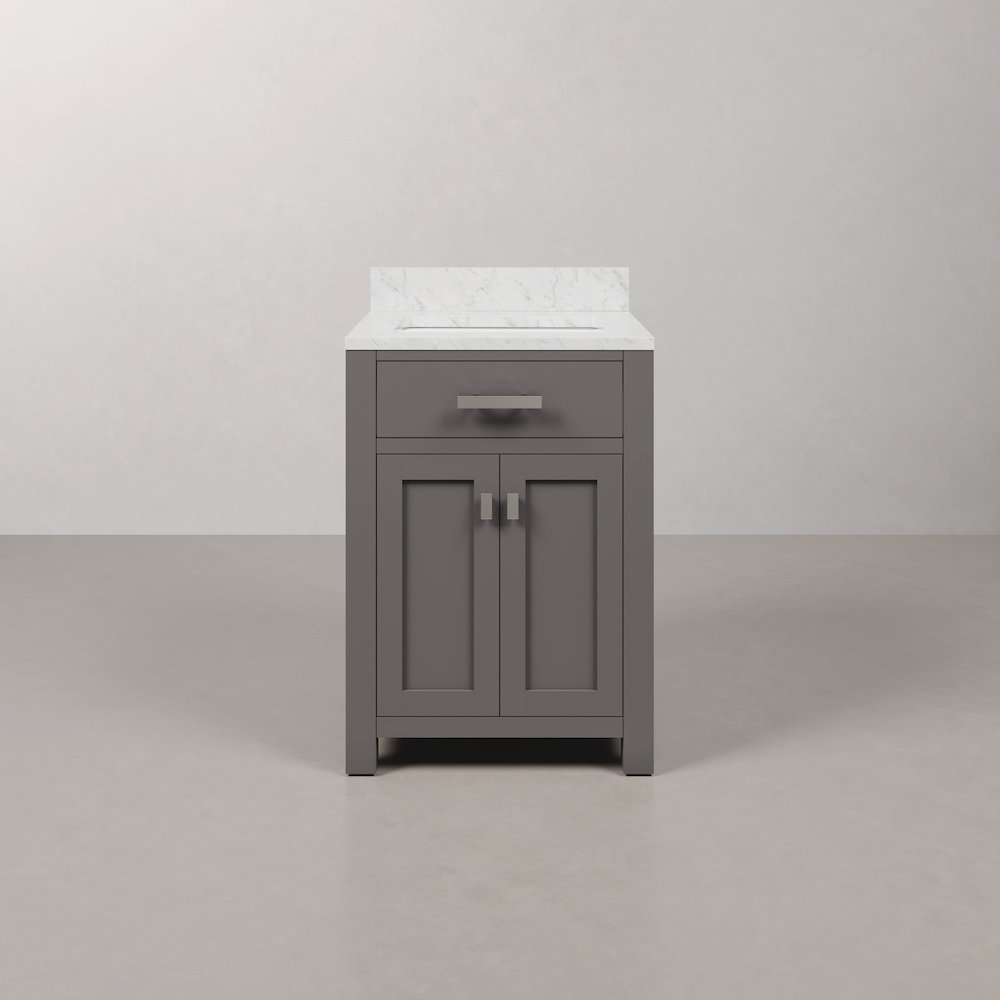 Madison 24 In. Single Sink Carrara White Marble Countertop Bath Vanity. Picture 1