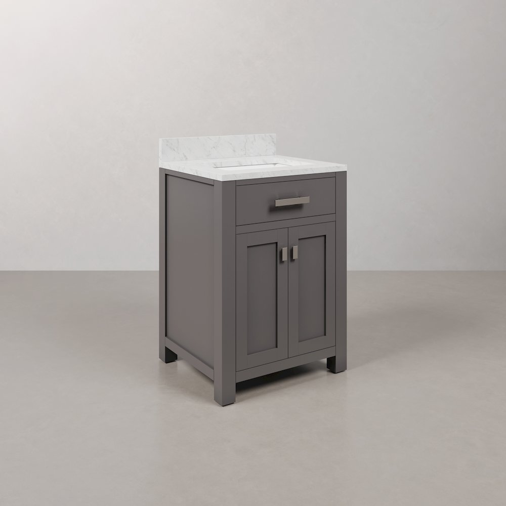 Madison 24 In. Single Sink Carrara White Marble Countertop Bath Vanity. Picture 3