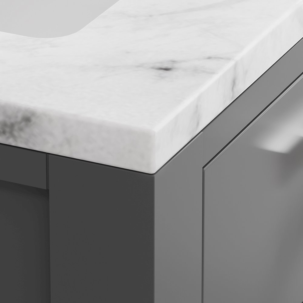 Madison 24 In. Single Sink Carrara White Marble Countertop Bath Vanity. Picture 8
