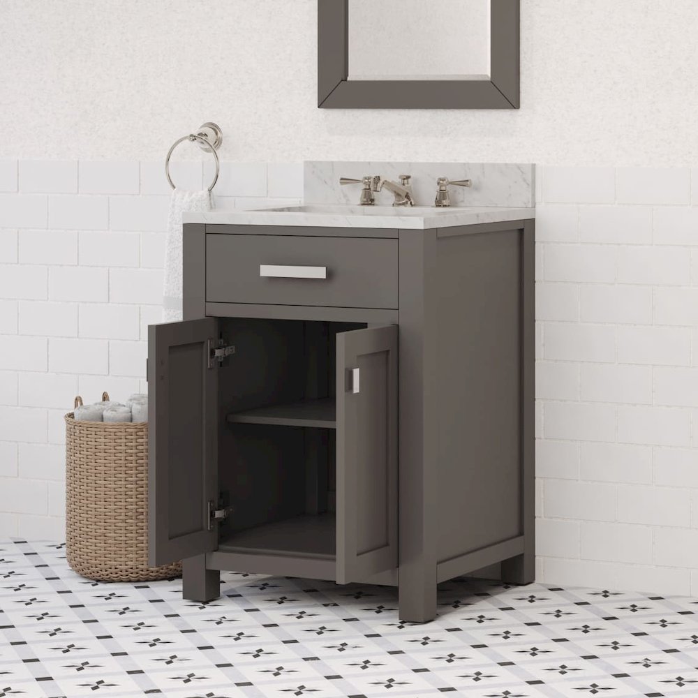 Madison 24 In. Single Sink Carrara White Marble Countertop Bath Vanity. Picture 9