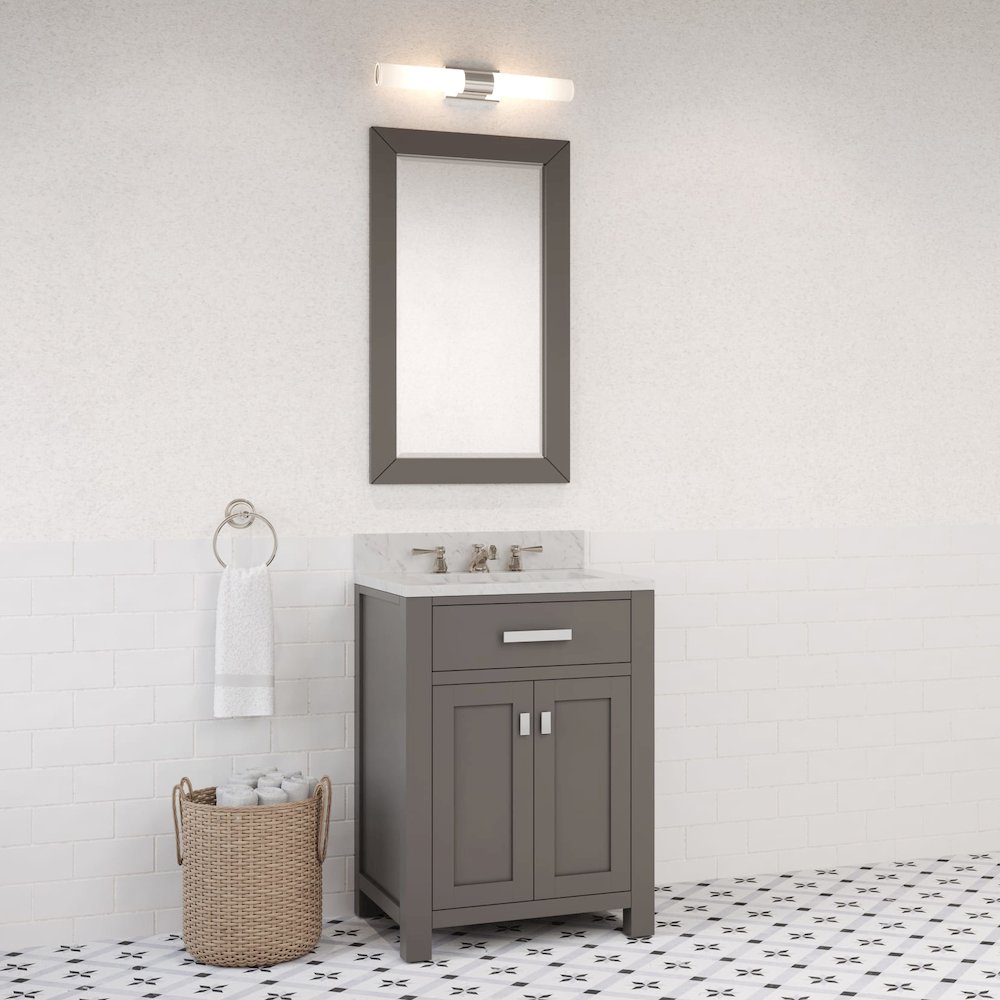 Madison 24 In. Single Sink Carrara White Marble Countertop Bath Vanity. Picture 10