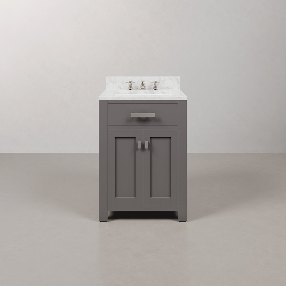 Madison 24 In. Single Sink Carrara White Marble Countertop Bath Vanity. Picture 1