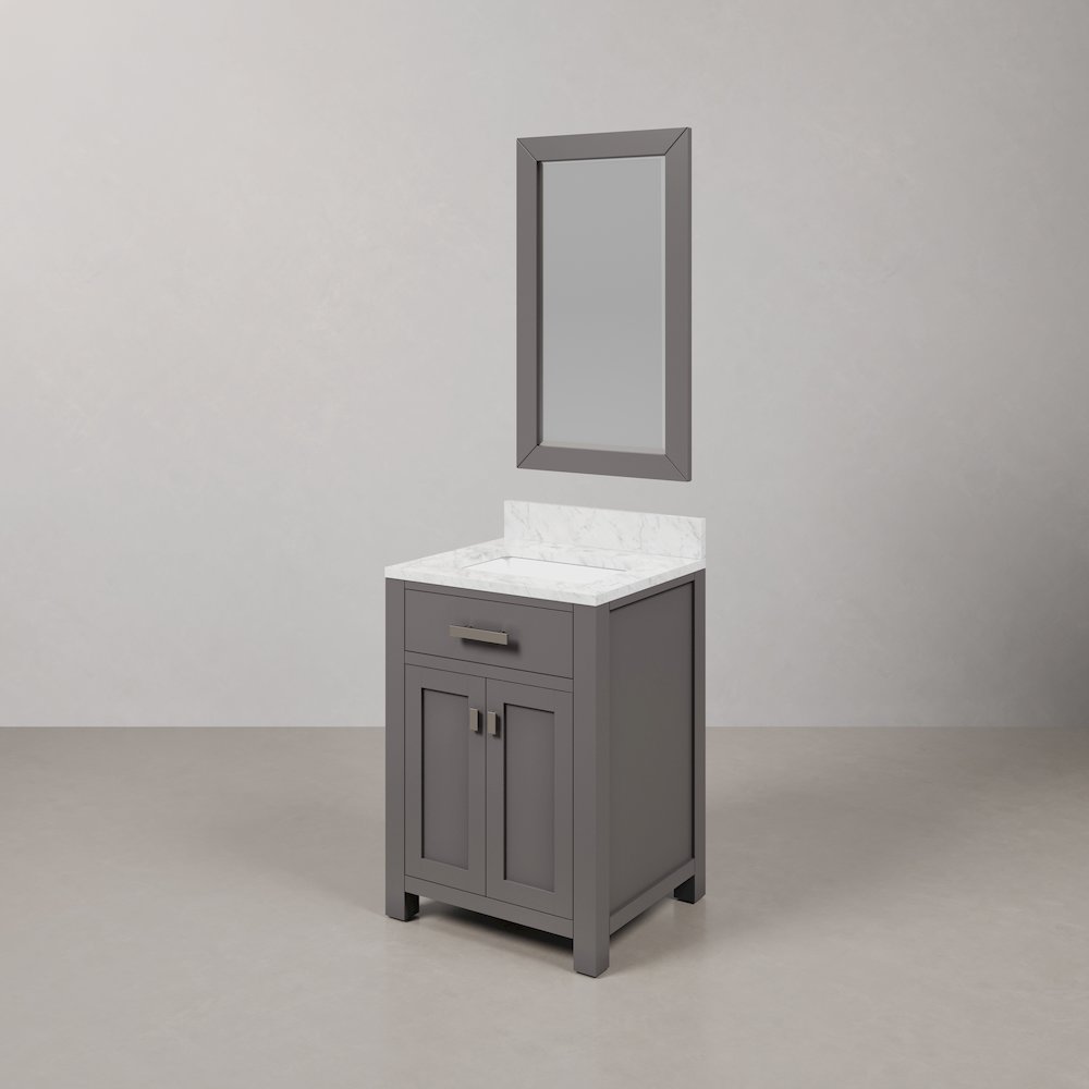 Madison 24 In. Single Sink Carrara White Marble Countertop Bath Vanity. Picture 3