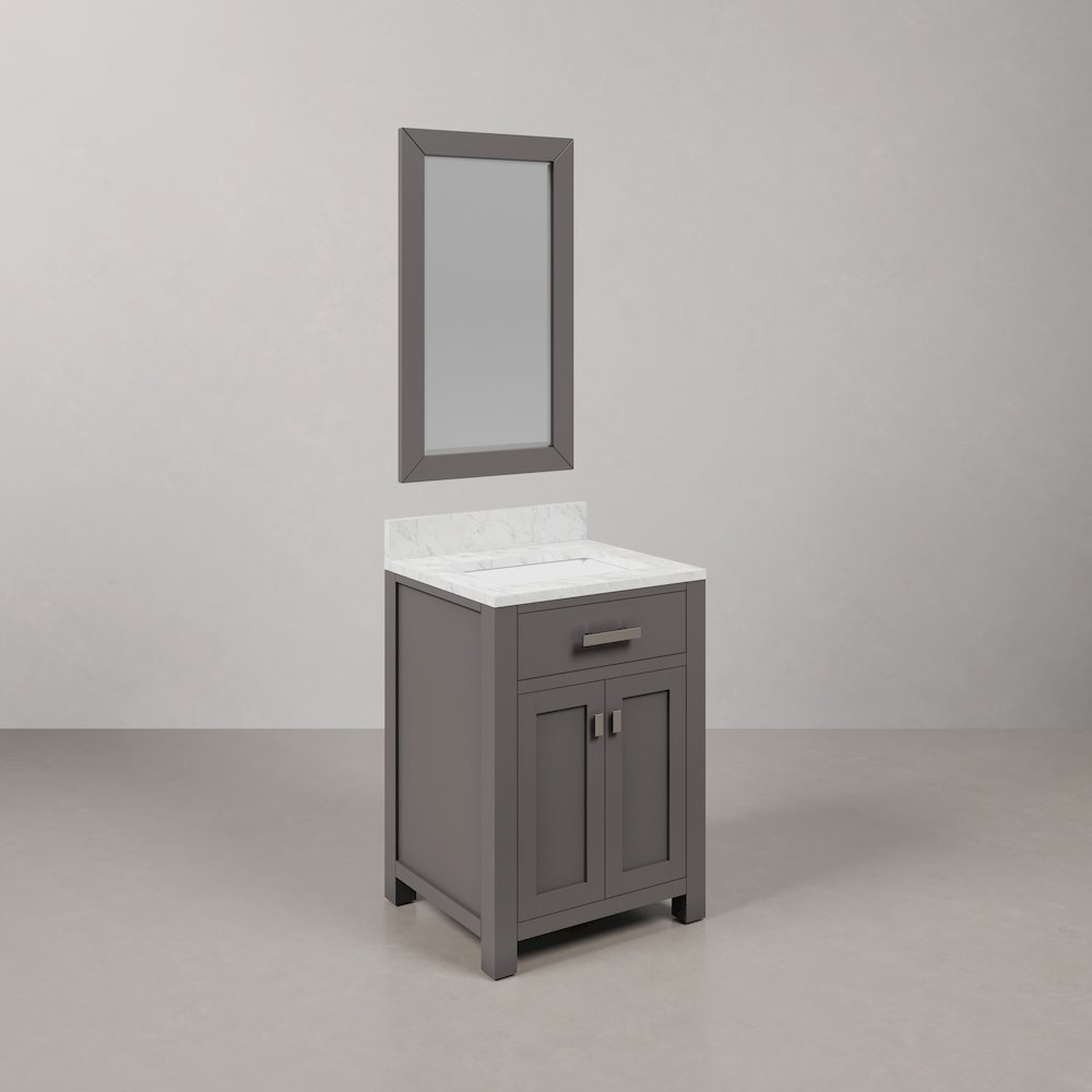 Madison 24 In. Single Sink Carrara White Marble Countertop Bath Vanity. Picture 4