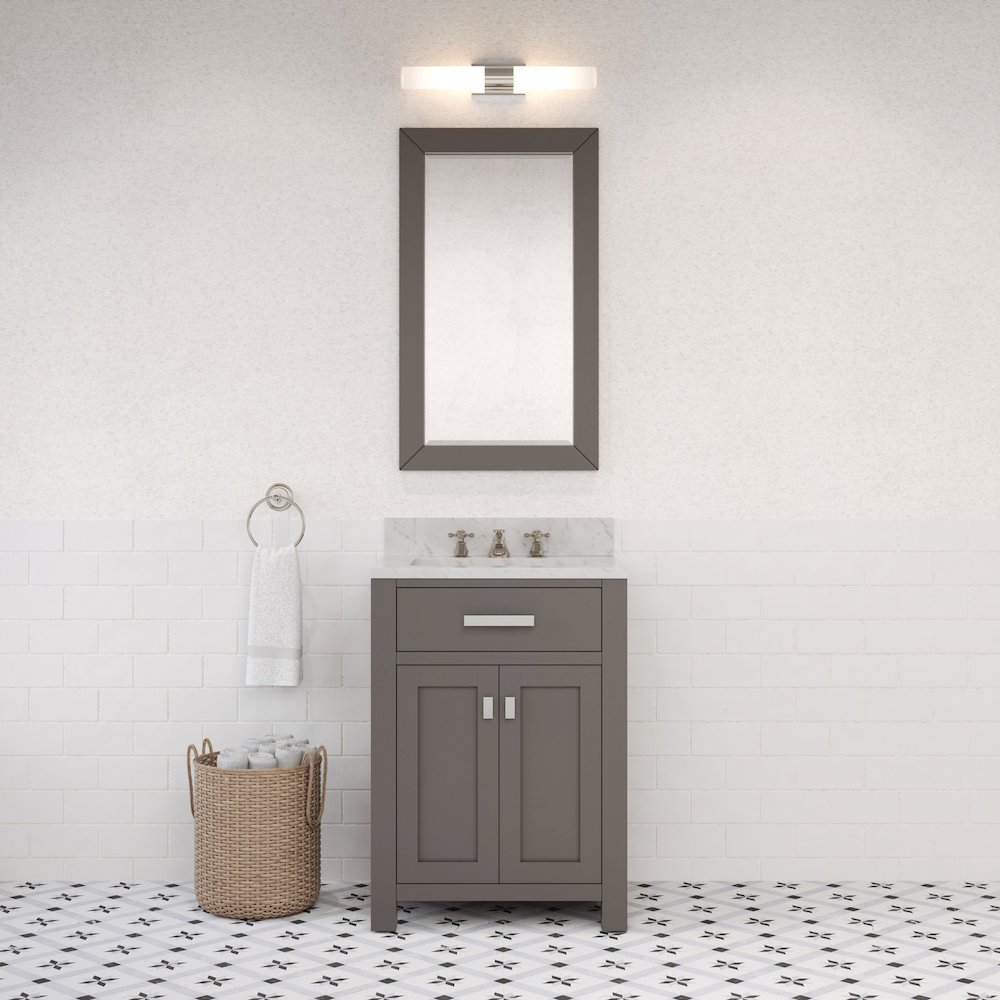 Madison 24 In. Single Sink Carrara White Marble Countertop Bath Vanity. Picture 2