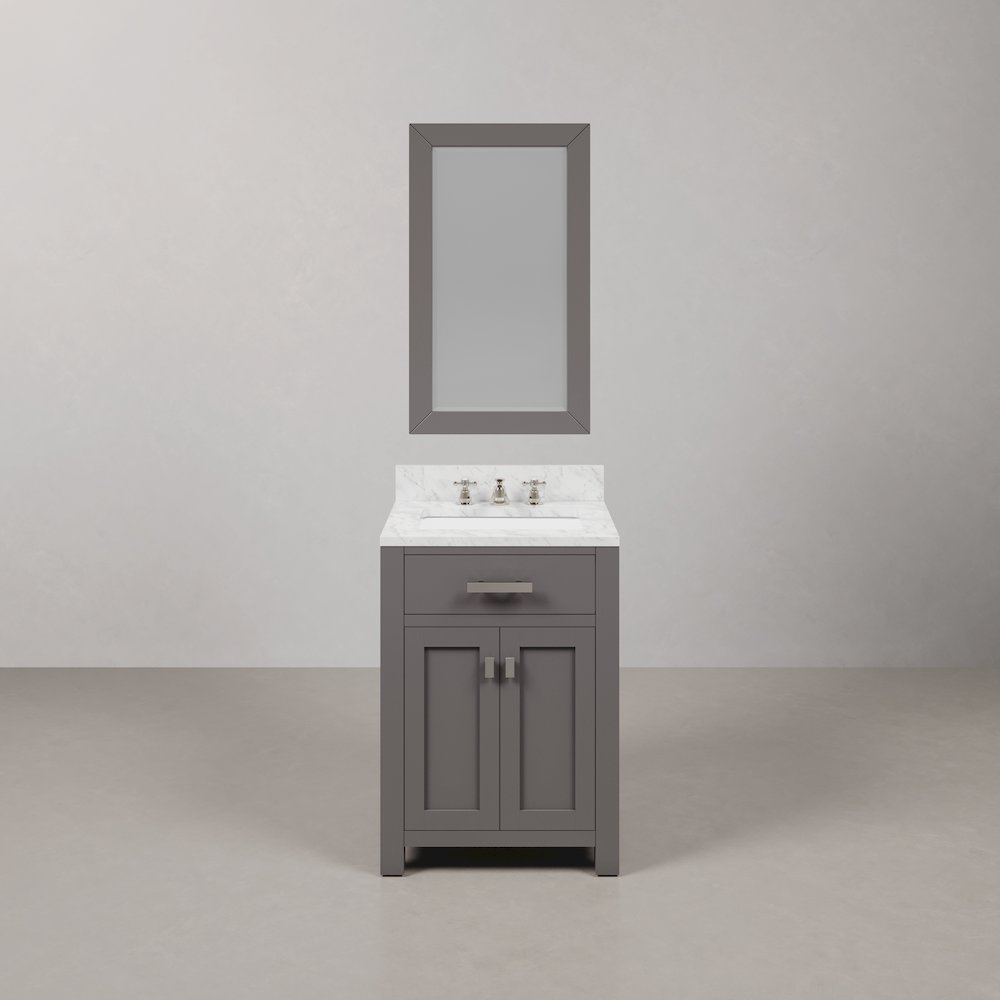 Madison 24 In. Single Sink Carrara White Marble Countertop Bath Vanity. Picture 1