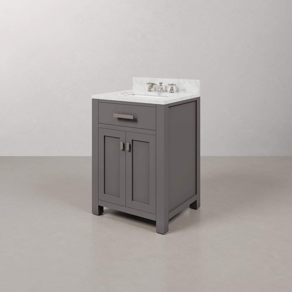 Madison 24 In. Single Sink Carrara White Marble Countertop Bath Vanity. Picture 3