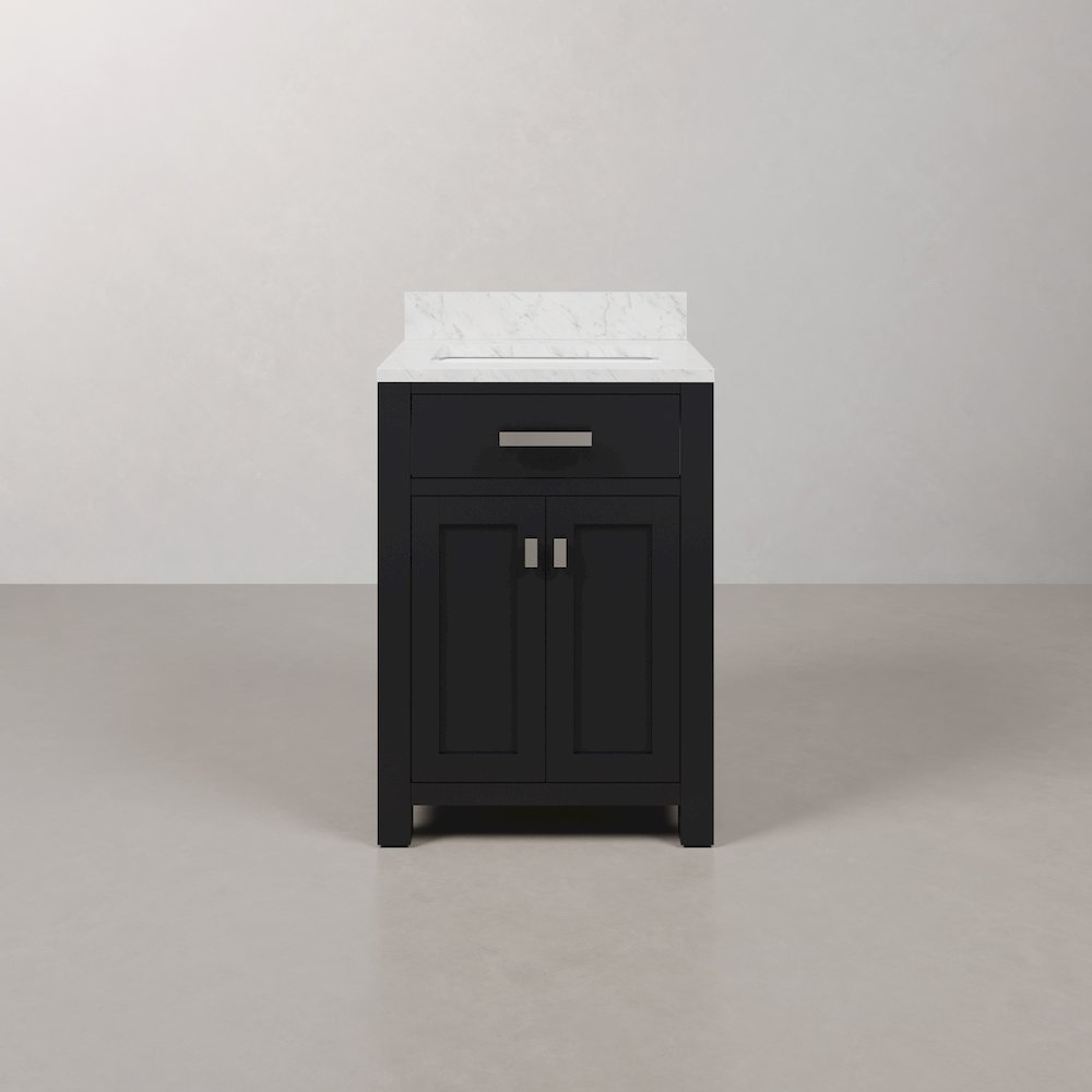 Madison 24 In. Single Sink Carrara White Marble Countertop Bath Vanity. Picture 1
