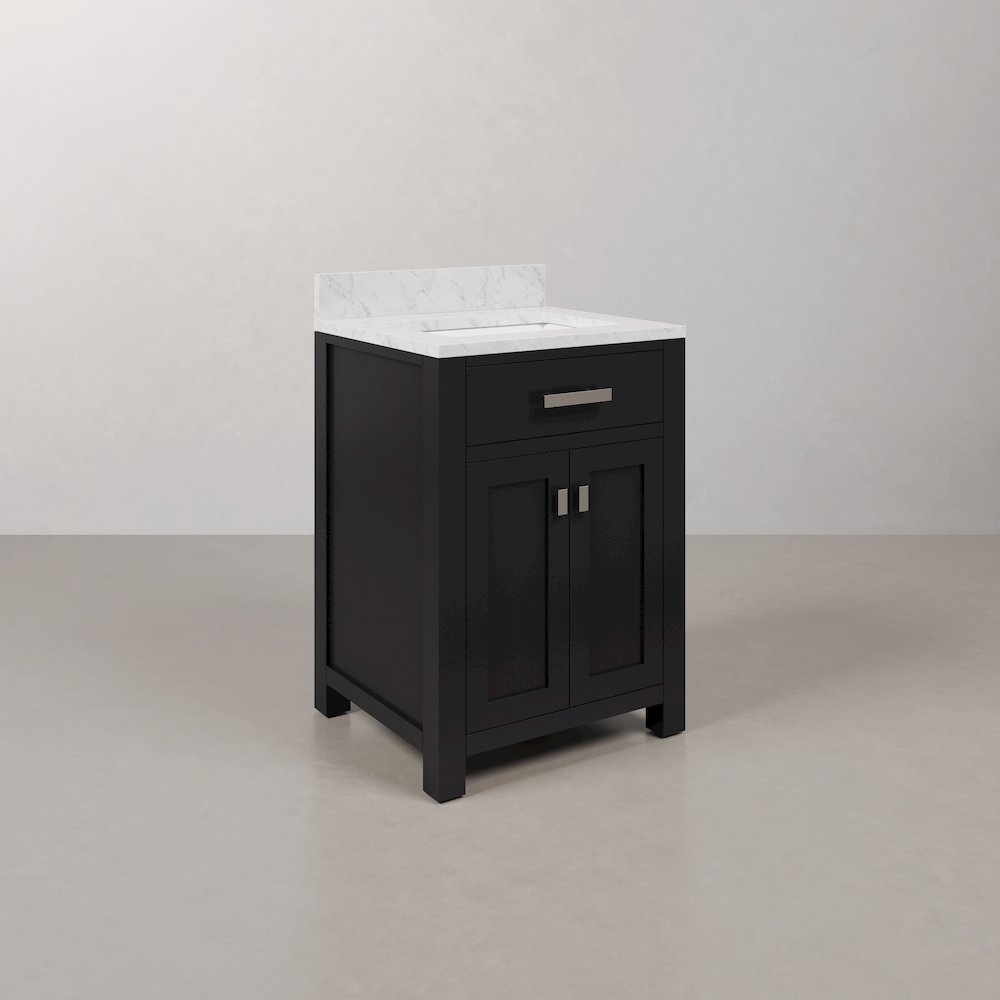 Madison 24 In. Single Sink Carrara White Marble Countertop Bath Vanity. Picture 3