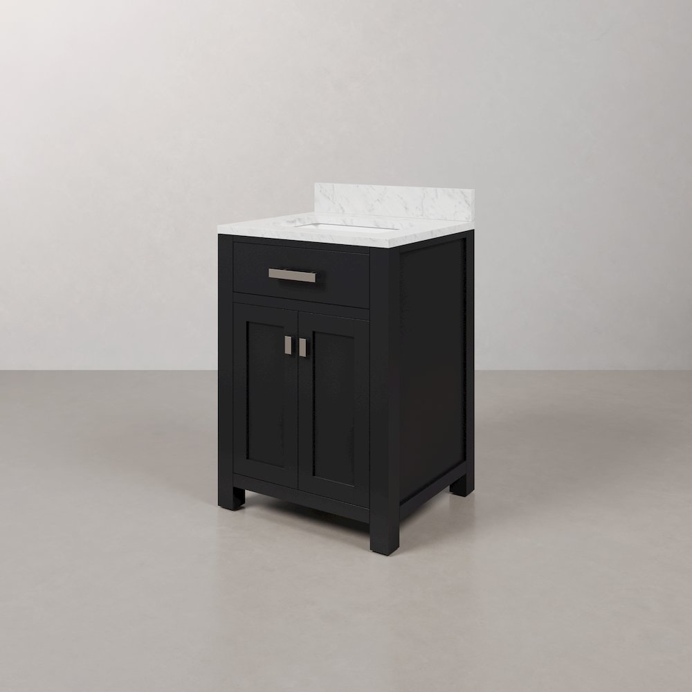 Madison 24 In. Single Sink Carrara White Marble Countertop Bath Vanity. Picture 4