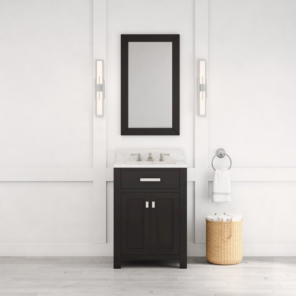 Madison 24 In. Single Sink Carrara White Marble Countertop Bath Vanity. Picture 8