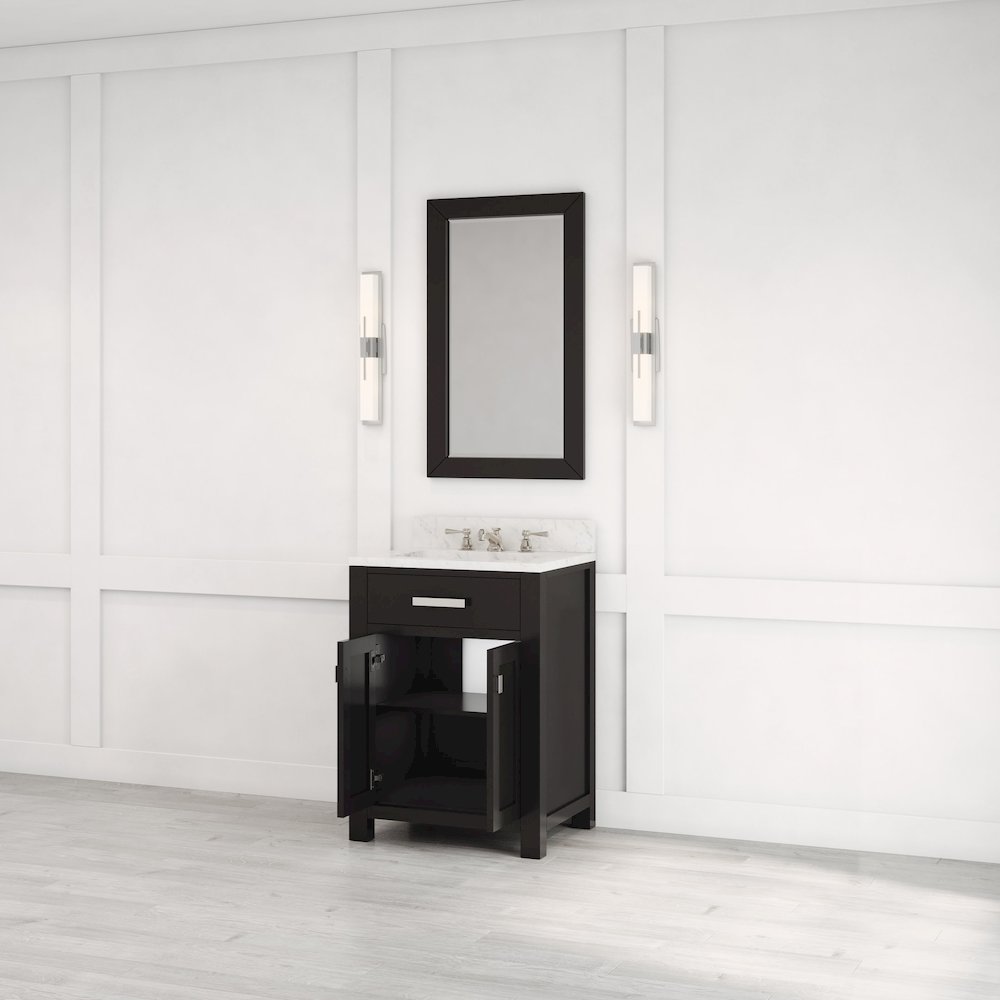 Madison 24 In. Single Sink Carrara White Marble Countertop Bath Vanity. Picture 9