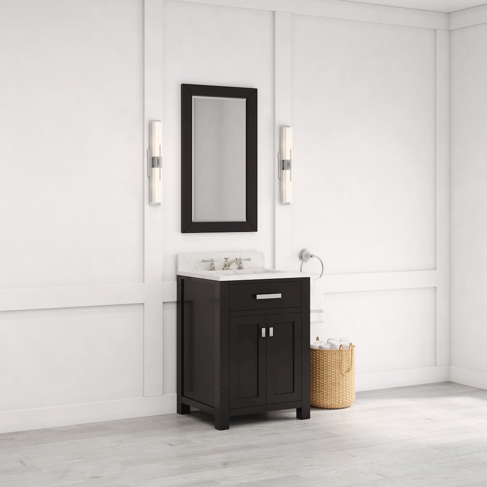 Madison 24 In. Single Sink Carrara White Marble Countertop Bath Vanity. Picture 10