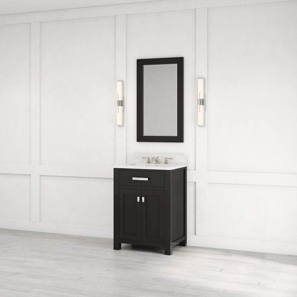 Madison 24 In. Single Sink Carrara White Marble Countertop Bath Vanity. Picture 11