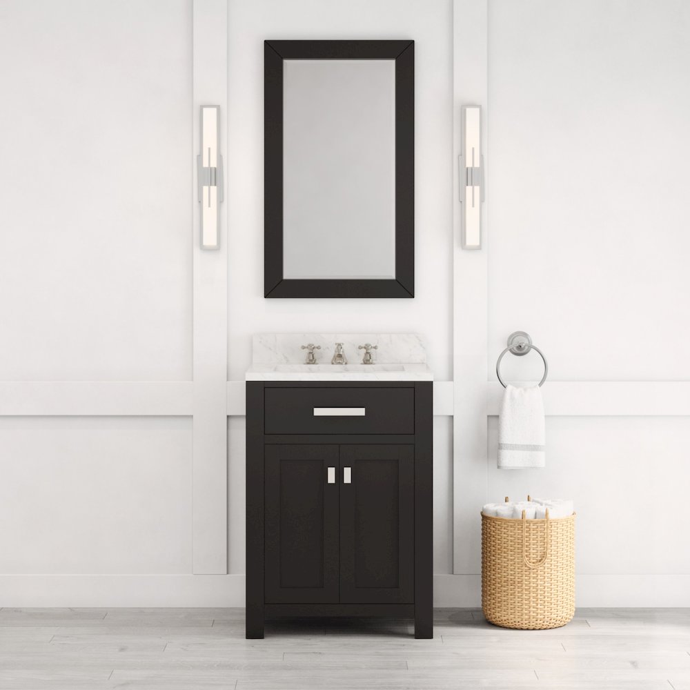 Madison 24 In. Single Sink Carrara White Marble Countertop Bath Vanity. Picture 2
