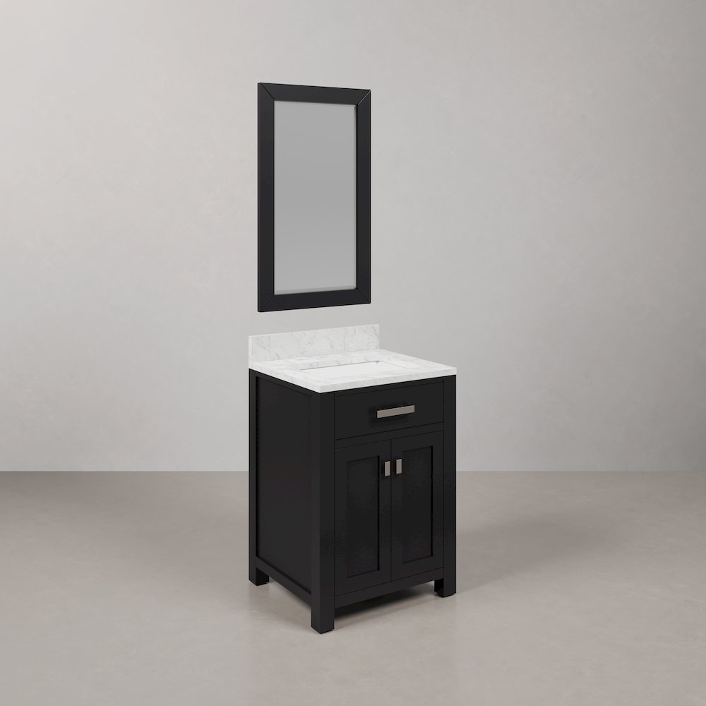 Madison 24 In. Single Sink Carrara White Marble Countertop Bath Vanity. Picture 7