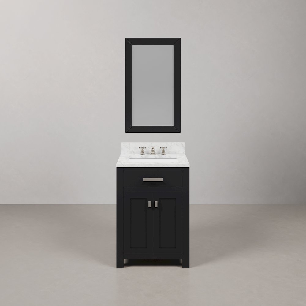 Madison 24 In. Single Sink Carrara White Marble Countertop Bath Vanity. Picture 1